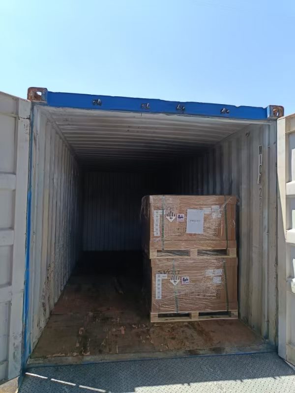 Palletized cargo positioned inside container